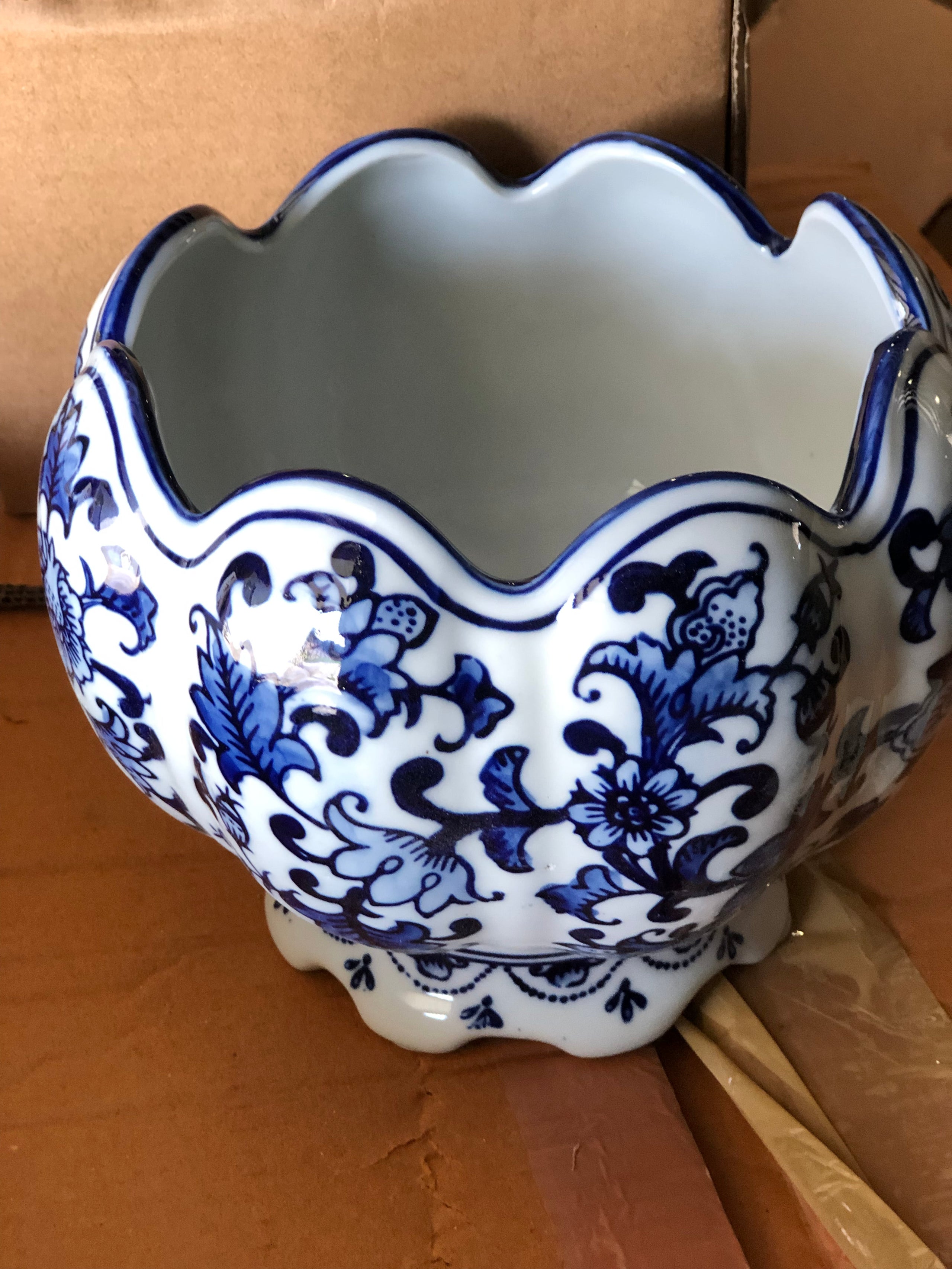 Blue and white fluted vase Pittman's Country Market